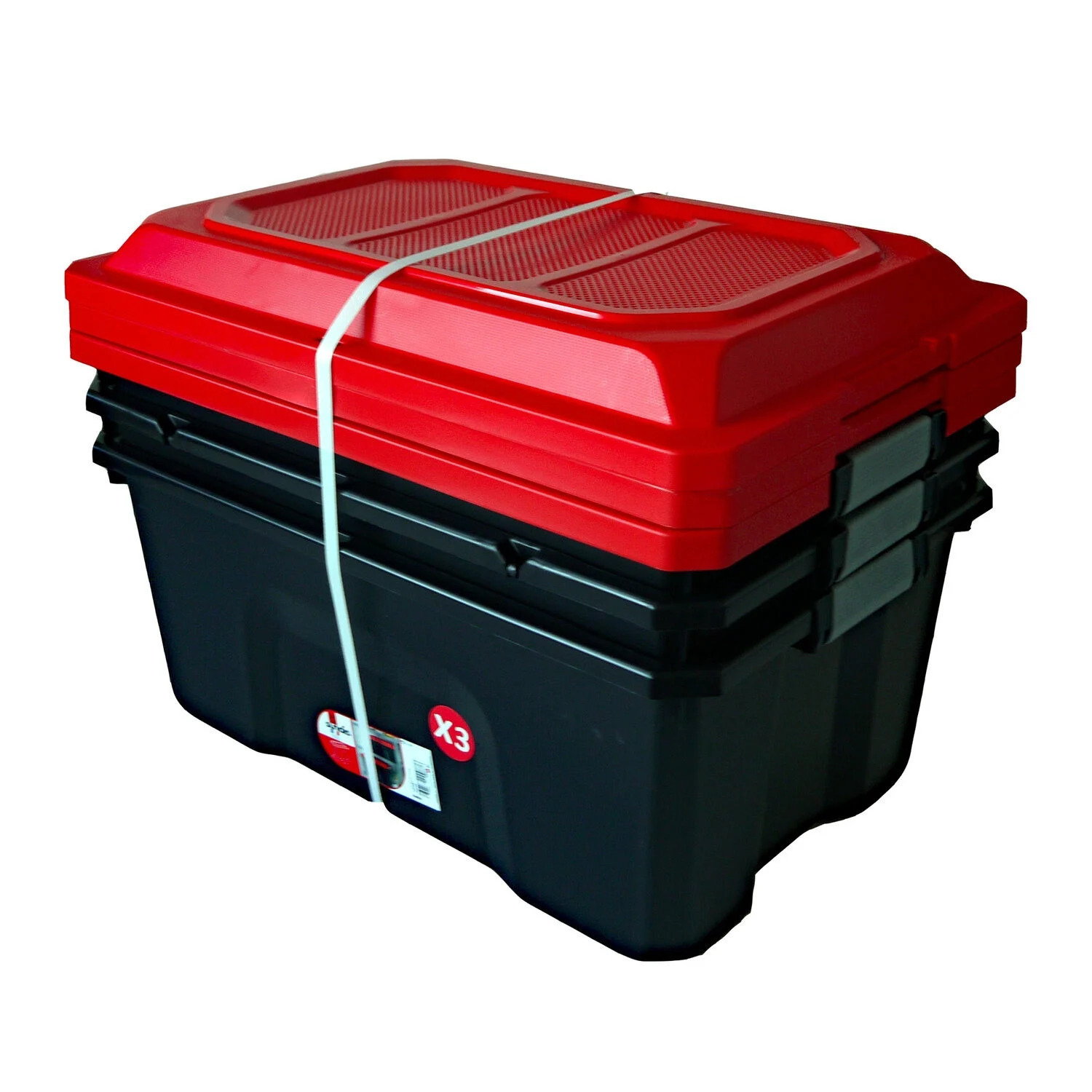 3 boîtes de rangement Locker 40L noir et rouge